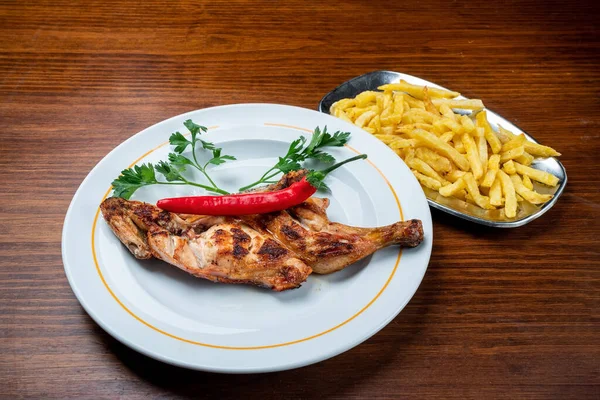 Grilled Chicken Paprika French Fries — Stock Photo, Image