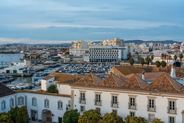 Vue Toit Vieille Ville Faro Baie Océan Ria Formosa — Photo