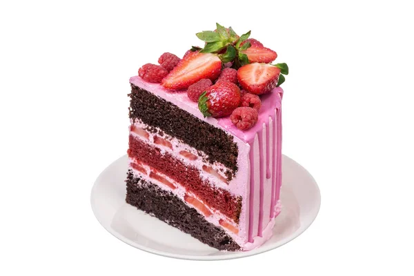 Fruit Pink Cake Birthday Strawberry — Stock Photo, Image