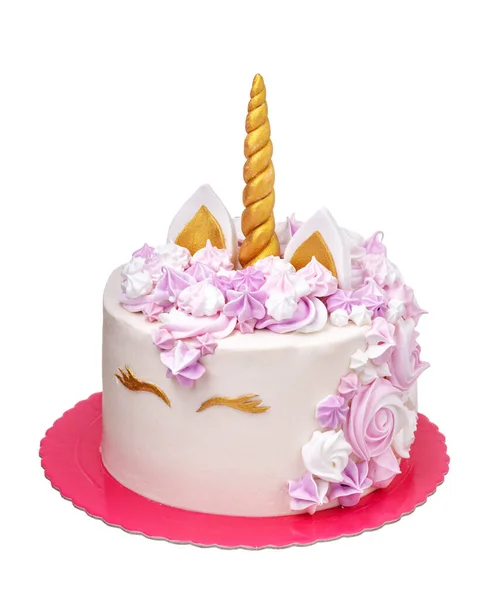소녀의 생일에 유니콘을 주제로 장식적 케이크 — 스톡 사진