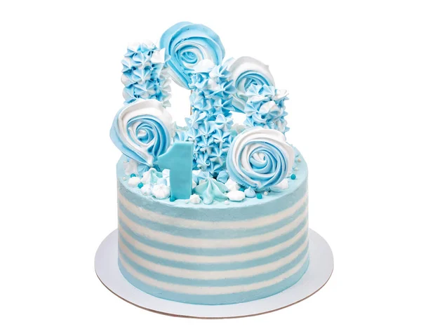 Malvavisco Azul Pastel Crema Para Cumpleaños Niño — Foto de Stock