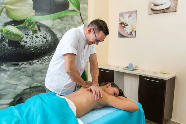 Osteopath Therapist Makes Manipulation Massage Patient Injury — Stock Photo, Image