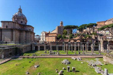 Roma Forumu 'nda mimari kazılar. Outdor İtalya.