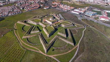 Aerial. Fort Santa Luzia in Elvas from above. Portugal. clipart