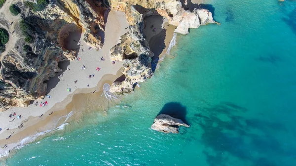 Воздушный Вид Португальские Пляжи Фелинья Трес Ирмаос Портимао — стоковое фото