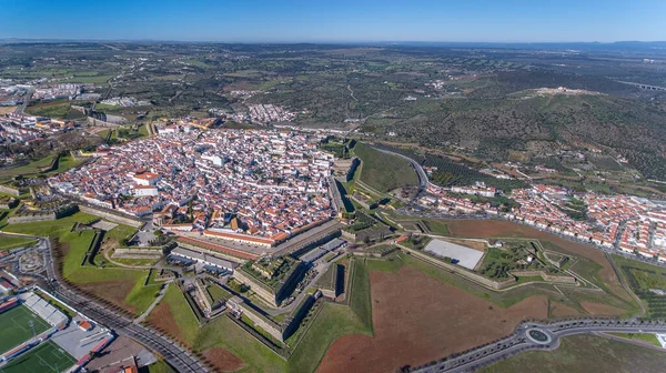 Powietrza Villa Elvas Miasto Sfilmowane Nieba — Zdjęcie stockowe