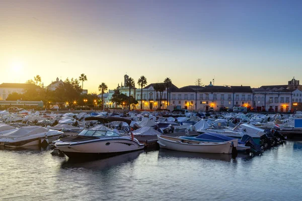 Sunrise Harbor Town Faro Portugal — Stock Photo, Image