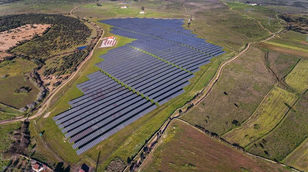 Aérea Paneles Fotovoltaicos Para Producir Electricidad España — Foto de Stock