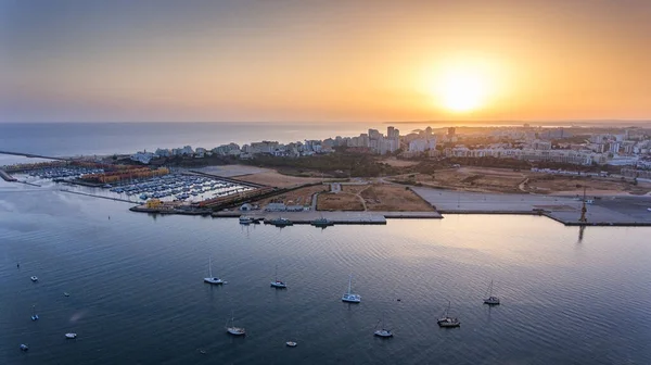 Maravilloso Atardecer Sobre Portimao Marina Algarve Portugal — Foto de Stock