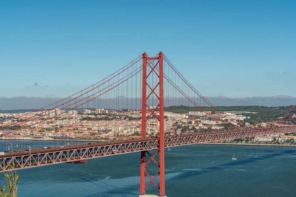 Dubna Most Výhledem Lisabon Létě Portugalsko — Stock fotografie