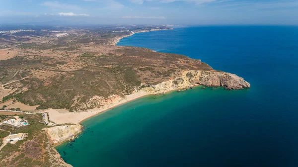 Powietrza Widok Nieba Plaży Ingrina Villa Bishpo Portugalia Algarve — Zdjęcie stockowe