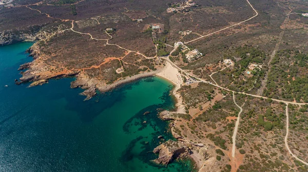 Flygplan Utsikt Från Himlen Över Stranden Ingrina Villa Till Bishpo — Stockfoto