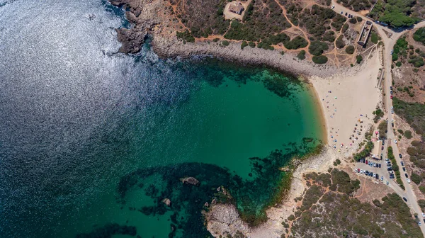 Aérea Vista Desde Cielo Playa Ingrina Villa Bishpo Portugal Algarve — Foto de Stock