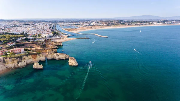 Powietrza Piękne Widoki Plaże Lagos Town Nieba Portugalia — Zdjęcie stockowe