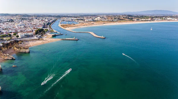 Letecký Krásný Výhled Pláže Města Lagos Oblohy Portugalsko — Stock fotografie