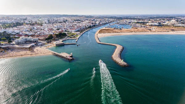 Aérea Hermosas Vistas Las Playas Ciudad Lagos Desde Cielo Portugal — Foto de Stock