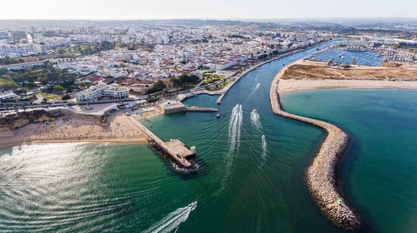 Aérea Hermosas Vistas Las Playas Ciudad Lagos Desde Cielo Portugal —  Fotos de Stock