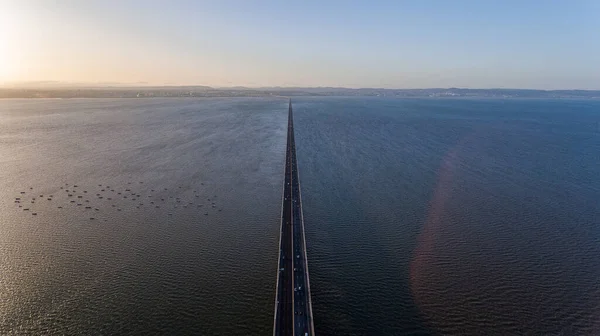 Aérien Pont Vasco Gama Sur Tage Dans Capitale Lisbonne — Photo