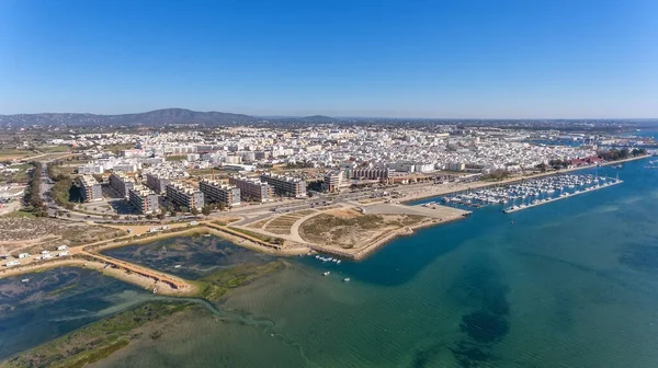 Vista aérea de Olhao, Algarve, Portugal. Ria Formosa — Foto de Stock