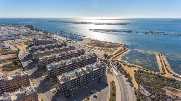 Vista aérea de Olhao, Algarve, Portugal. Ria Formosa — Fotografia de Stock