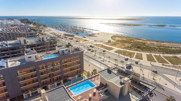 Luftaufnahme von Olhao, Algarve, Portugal. Ria Formosa — Stockfoto