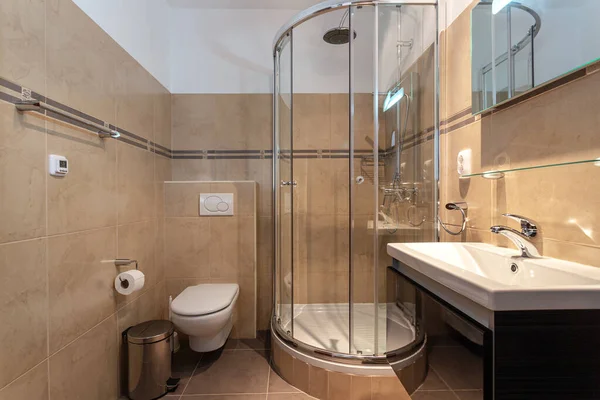 Salle Douche Moderne Avec Cabine Design Hôtelier Européen — Photo