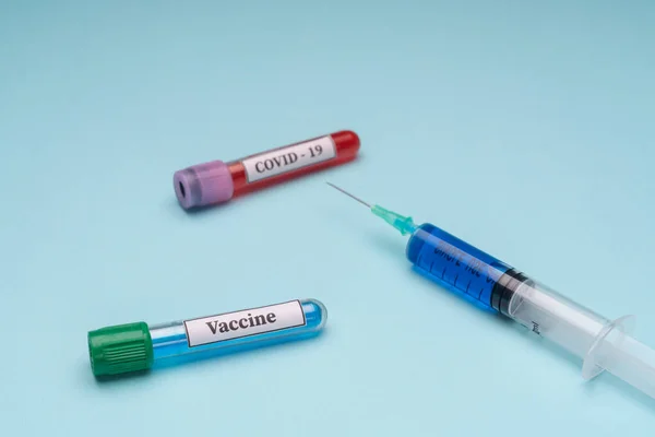 Koronavirüs Alerji Testi Için Laboratuvar Tüpleri Virüs Için Bir Aşı — Stok fotoğraf