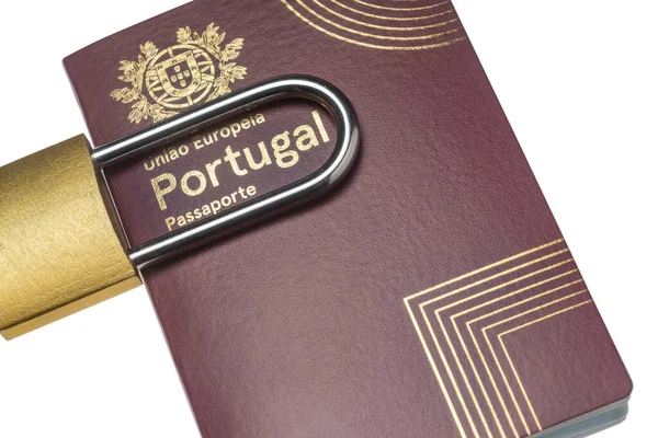 Portuguese International European European Union Foreign Passport Padlock Closed Symbol — Stock Photo, Image
