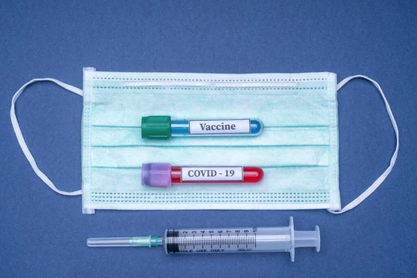 Medical Face Shield Protect Coronavirus Allergies Coronavirus Allergy Test Tubes — Stock Photo, Image