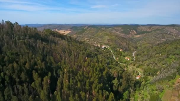 Spalone góry i lasy Monchique Natural Park. Widok z nieba drona. — Wideo stockowe