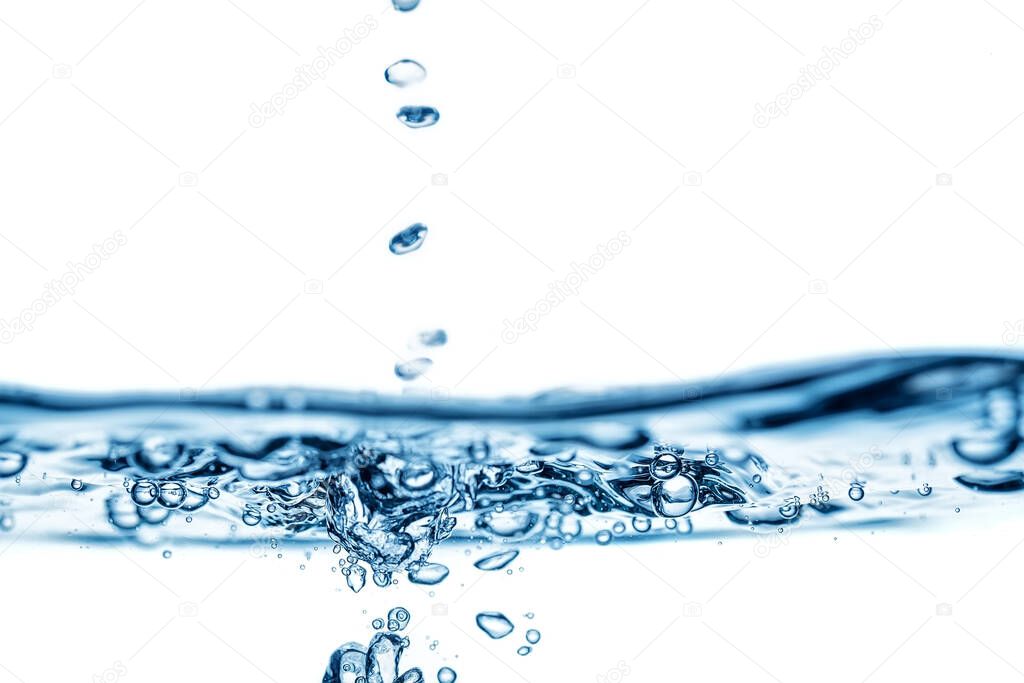 Abstract, minimalistic splash of water on a white background. Copy space.