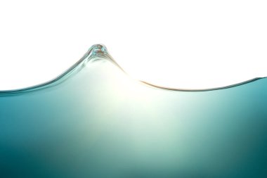 Saf mavi su dalgası, tazeliğin ve ekolojinin sembolü. Kavramsal fotoğraf. Yakın plan..