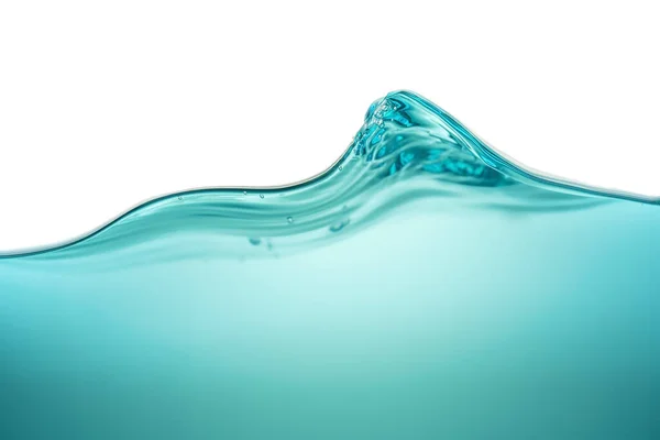 Vlna čisté modré vody s malými bublinkami na povrchu, symbol svěžesti a ekologie. Kopírovat prostor. — Stock fotografie