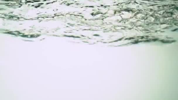 A pimenta vermelha ecológica mergulha-se na água, criando uma flutuação de água e lentamente sobe. Close-up . — Vídeo de Stock