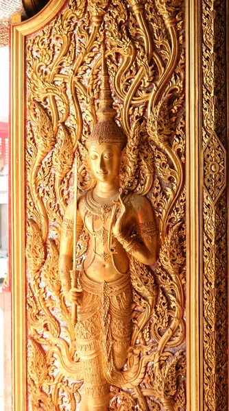 Buddha tradisional mengukir pintu — Stok Foto