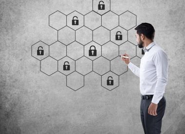 Internet cyber güvenlik ağ kilidi ile kavramı