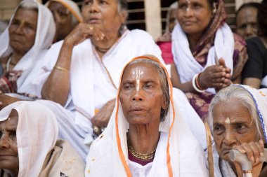 Indian widow celebrating holi at Vrindavan clipart