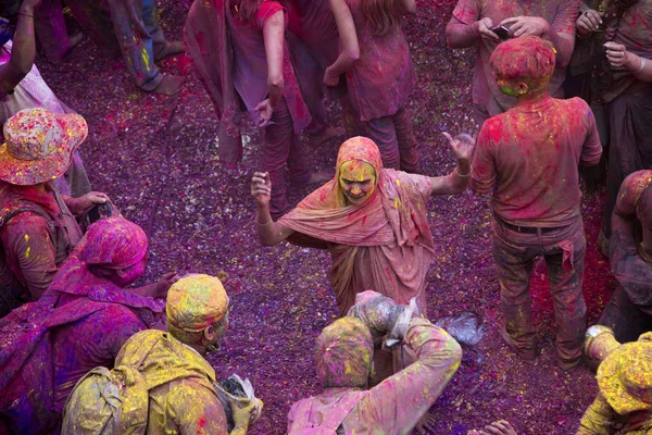 Celebração Holi em Vrindavan — Fotografia de Stock