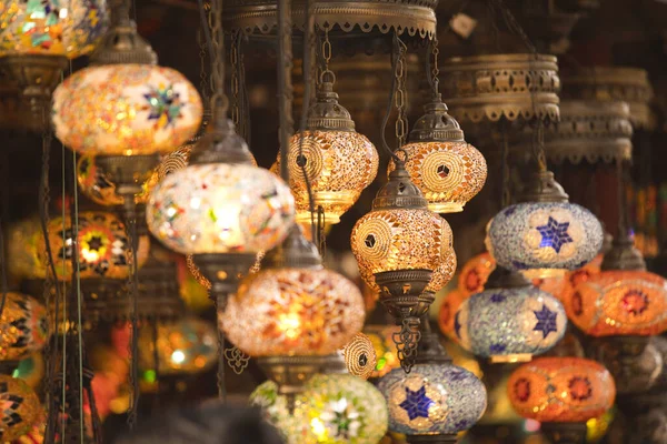 Hanging light decorations for sale at market — Stock Fotó