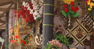 fiesta paper flower head pieces at street market