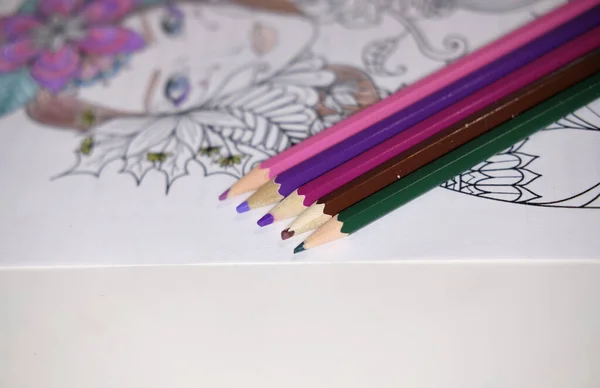 Crayons Couleur Sur Fond Blanc — Photo