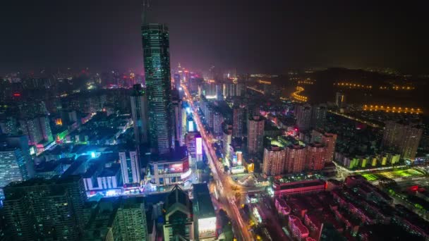 Shenzhen city, gece — Stok video