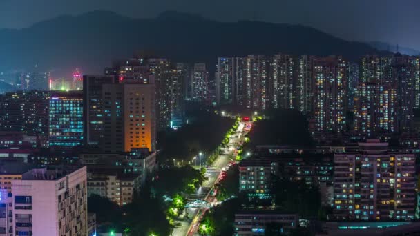 Miasta Shenzhen w nocy — Wideo stockowe