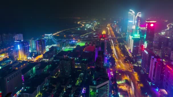 Shenzhen city på natten — Stockvideo