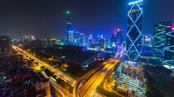 Shenzhen city, gece — Stok video