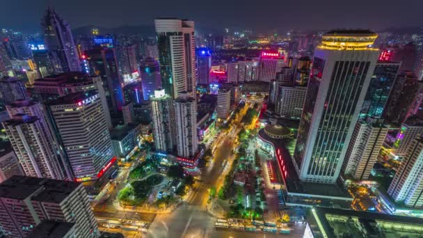 Ciudad de Shenzhen por la noche — Vídeo de stock
