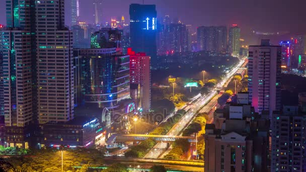 Shenzhen Stadt bei Nacht — Stockvideo