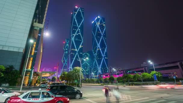 Ville de Shenzhen la nuit — Video