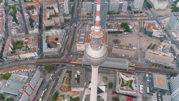 Vista Aérea Arquitetura Cidade Berlim Casas Residenciais Vivas Edifícios Negócios — Vídeo de Stock