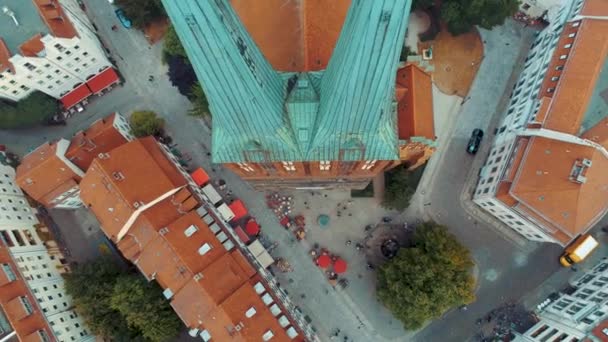 Flygfoto Över Berlins Stadsarkitektur Bostäder Och Affärsbyggnader — Stockvideo